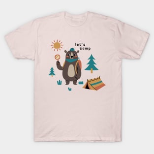 Let's camp cute bear illustration T-Shirt